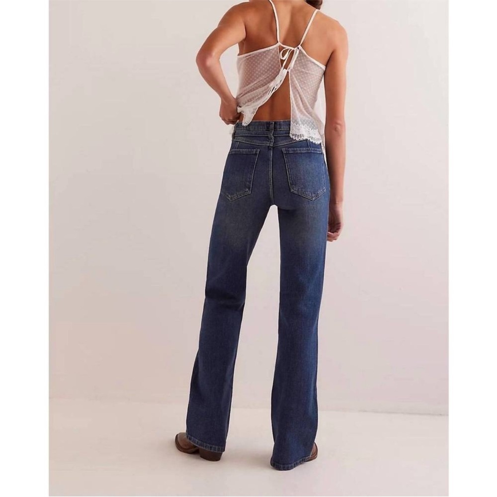 Free People We the Free Sabine Slim A Line Jeans HIBERNATE Blue straight leg 31